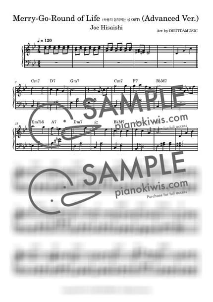 Score > Merry Go Round of Life / Intermediate - Joe Hisaishi · Howl's Moving Castle by 듣다뮤직 DEUTDAMUSIC Sheet music image-0