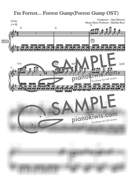 악보 > 메인 테마 (I'm Forrest... Forrest Gump) - 포레스트 검프 OST by Matilda Rose 악보 이미지-0