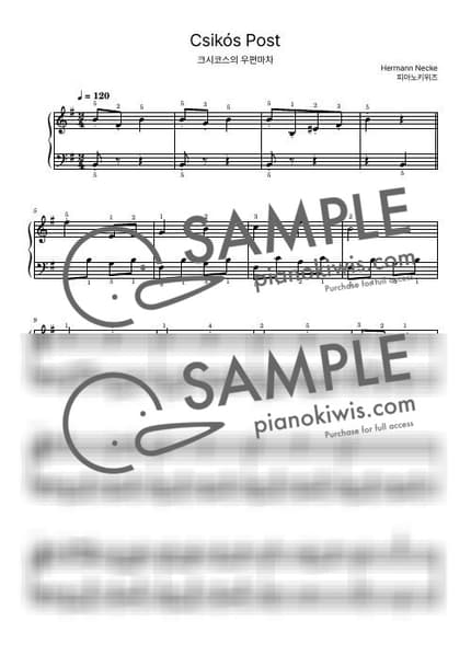 Score > Csikos Post / Beginner - H. Necke by PianoKiwis Sheet music image-0