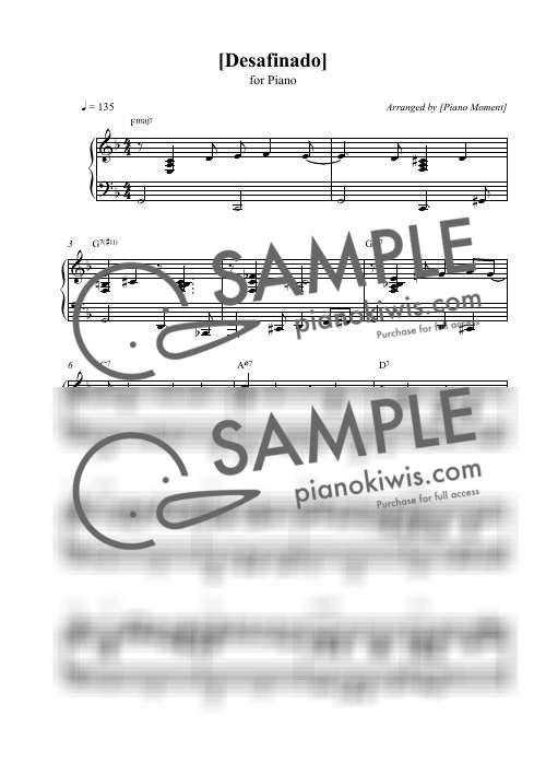 Score > Desafinado - Antonio Carlos Jobim by 피아노모먼트 PianoMoment Sheet music image-0