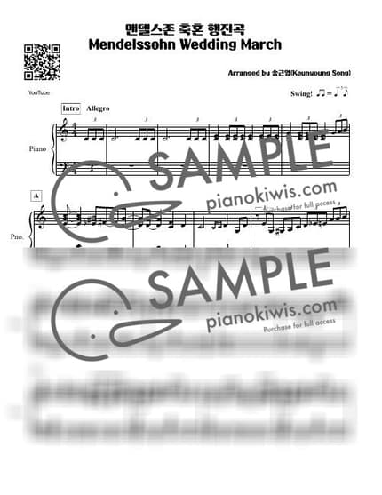 Score > Wedding March - F. Mendelssohn by 피아니스트 송근영 Pianist Keunyoung Song Sheet music image-0
