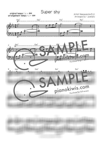 악보 > Super Shy / 조금 쉬운 악보 - NewJeans by 주키플리(jookiiply) 악보 이미지-0