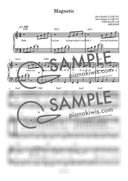 악보 > Magnetic / 다장조 - 아일릿 by 라니스코어 악보 이미지-0