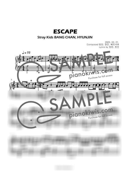 Score > ESCAPE / Intermediate - BANG CHAN, HYUNJIN by Boknowa Sheet music image-0