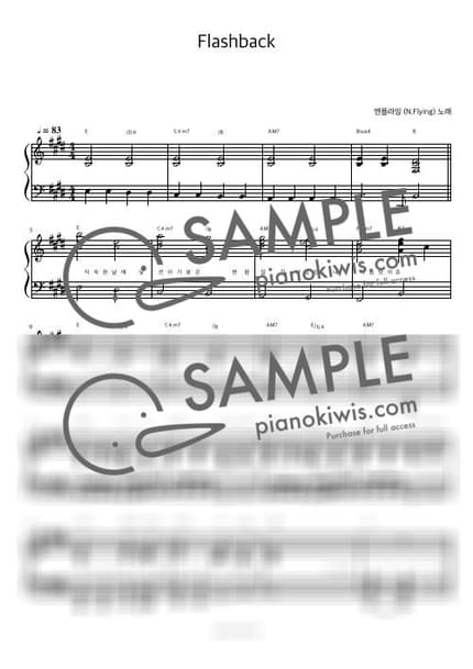 Score > Flashback / 피아노 반주 - N.Flying by 피아노정류장 Sheet music image-0