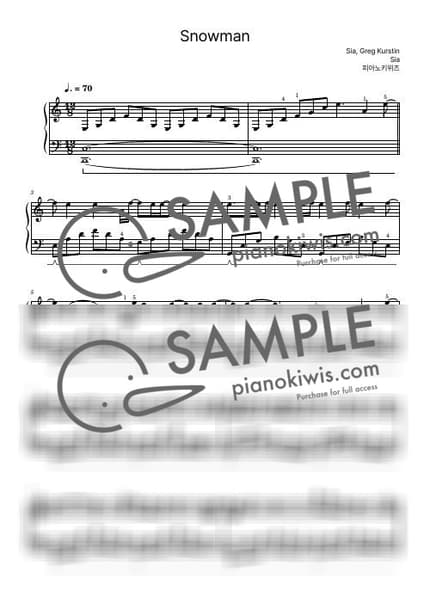 악보 > Snowman / 중급 - Sia by 피아노키위즈 악보 이미지-0