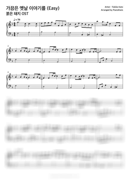 Score > Once in a While, Talk of the Old Days / Easy - Tokiko Kato · Porco Rosso OST by PianoKiwis Sheet music image-0