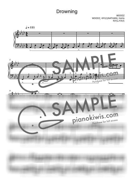 악보 > Drowning / 중급 - WOODZ by 피아노키위즈 악보 이미지-0