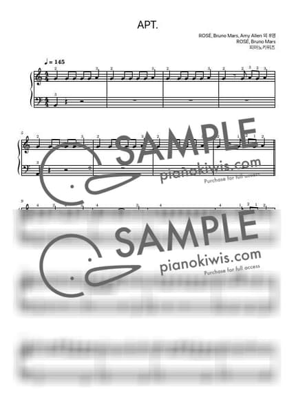 악보 > APT. / 매우 쉬운 악보 - 로제, Bruno Mars by 피아노키위즈 악보 이미지-0