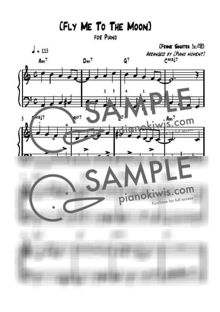 Score > Fly Me To The Moon / Swing. Walking bass - Bart Howard by 피아노모먼트 PianoMoment Sheet music image-0