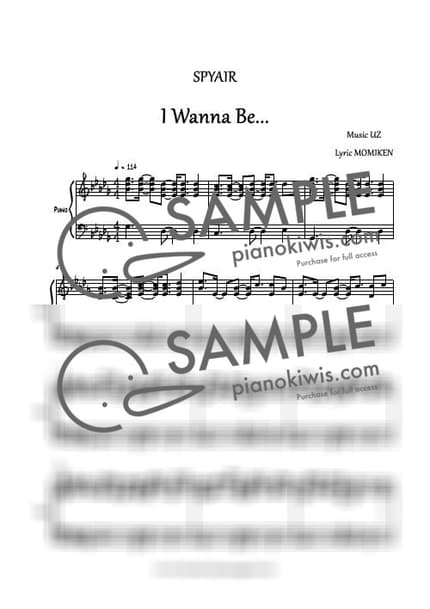 악보 > I Wanna Be... / 원곡 버전(2단, 가사O) - SPYAIR · 은혼 OP by 댬룰루 악보 이미지-0
