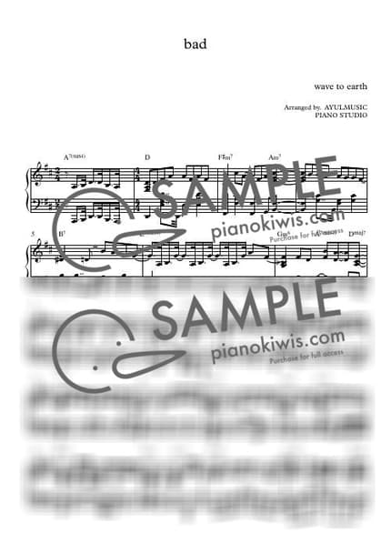 Score > bad - wave to earth by AYULMUSIC Sheet music image-0