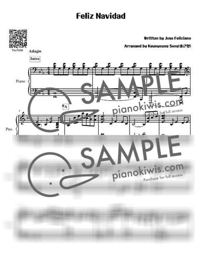 Score > Feliz Navidad - Jose Feliciano by 피아니스트 송근영 Pianist Keunyoung Song Sheet music image-0