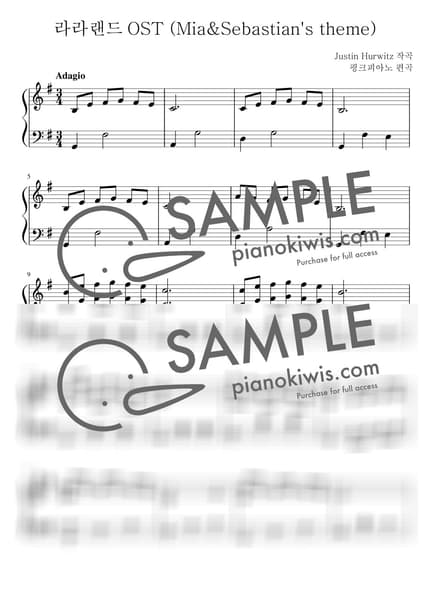 악보 > Mia & Sebastian’s Theme - Justin Hurwitz · 라라랜드 OST by 핑크피아노 PINKPIANO 악보 이미지-0
