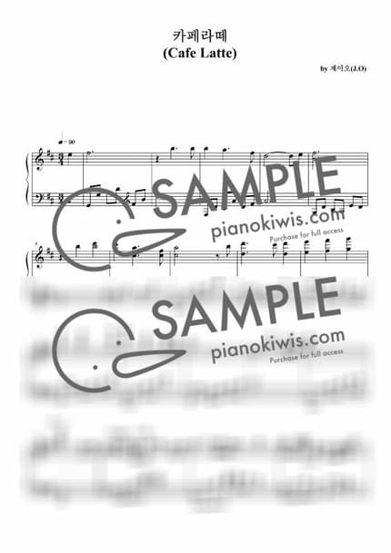 Score > Cafe Latte / 뉴에이지 자작곡 - J.O by 제이오 Sheet music image-0