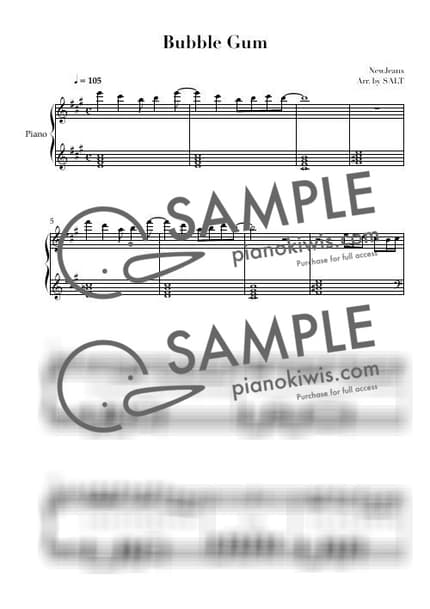 Score > Bubble Gum - NewJeans by 소금창고 Sheet music image-0