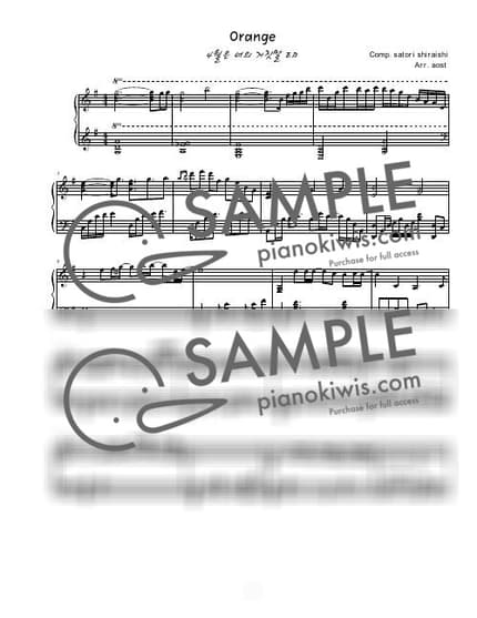 Score > Orange / 어려운 Ver. - 7!! · Your Lie in April ED by Aost Sheet music image-0