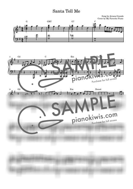 Score > Santa Tell Me / Advanced - Ariana Grande · Carol by My Favorite Piano Sheet music image-0