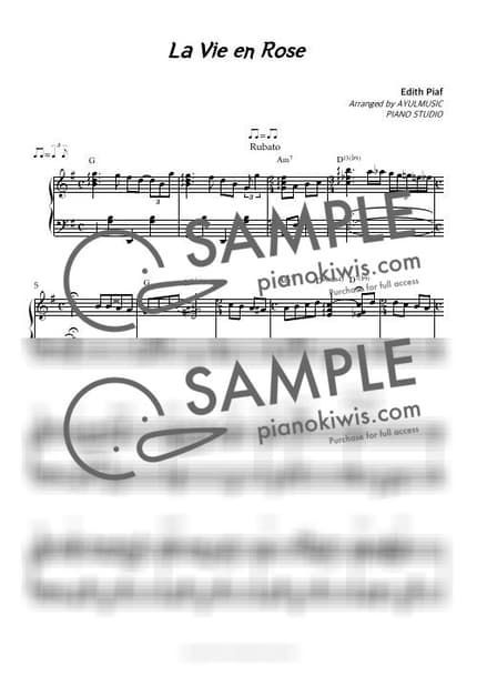 악보 > La Vie En Rose / G Key / 1절 - Edith Piaf by 아율뮤직 악보 이미지-0