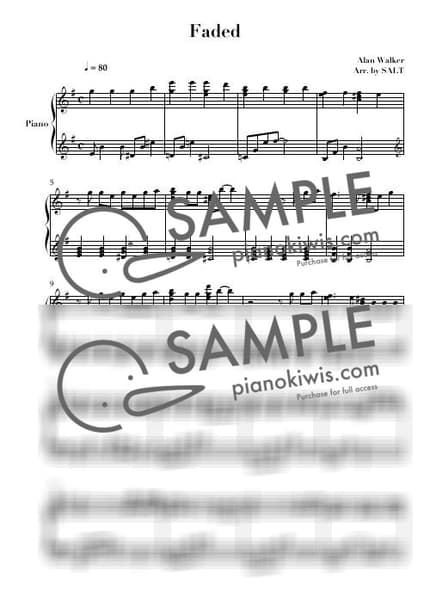 Score > Faded / Easy - Alan Walker by 소금창고 Sheet music image-0