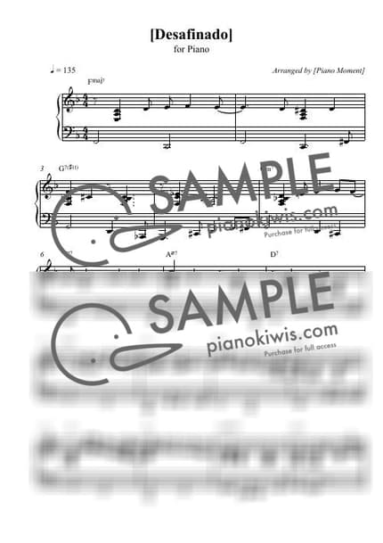 Score > Desafinado / BossaNova - Antonio Carlos Jobim by 피아노모먼트 PianoMoment Sheet music image-0