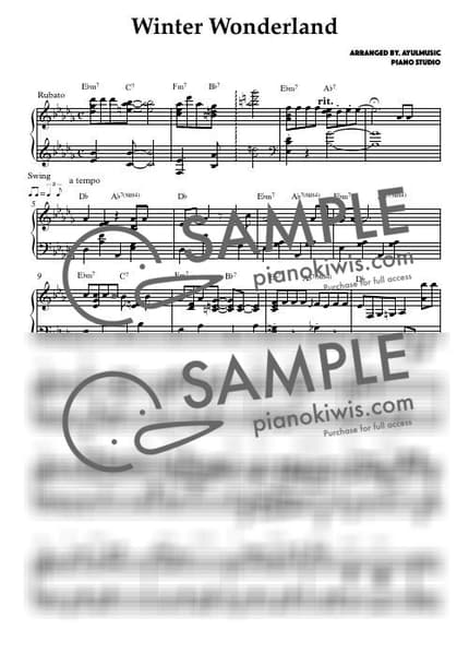 楽譜 > Winter Wonderland / 재즈피아노 버전 - Felix Bernard · キャロル by 아율뮤직 楽譜画像-0