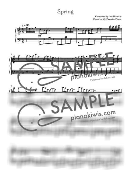 Score > Spring / Easy - Joe Hisaishi by My Favorite Piano Sheet music image-0