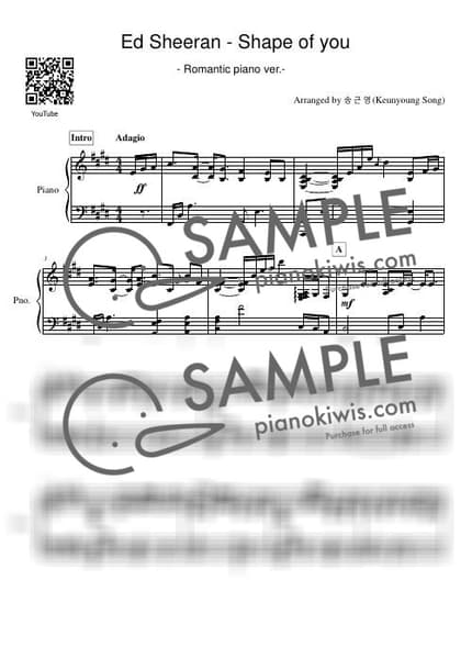 Score > Shape of You - Ed Sheeran by 피아니스트 송근영 Pianist Keunyoung Song Sheet music image-0