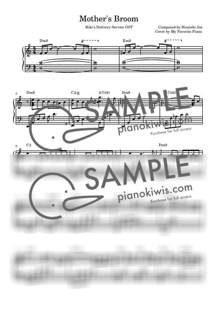 악보 > 엄마의 빗자루 (かあさんのホウキ) / 중급 악보 - 히사이시 조 · 마녀 배달부 키키 OST by My Favorite Piano 악보 이미지-0