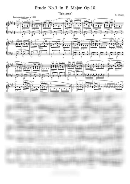 Score > Etude Op.10 No.3 'Tristesse' - F. Chopin by PianoKiwis Sheet music image-0