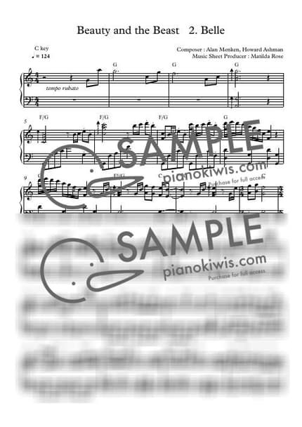 악보 > Belle / Disney Piano - Alan Menken · 미녀와 야수 OST by Matilda Rose 악보 이미지-0
