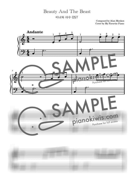 Score > Beauty And The Beast / Easy - Alan Menken · Beauty and the Beast OST by My Favorite Piano Sheet music image-0