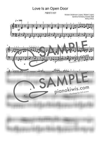 Score > Love Is an Open Door / Intermediate - Kristen Bell · FROZEN OST by PianoKiwis Sheet music image-0
