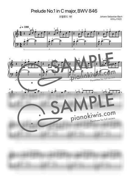 Score > Prelude No.1 / Basic - J. S. Bach by PianoKiwis Sheet music image-0