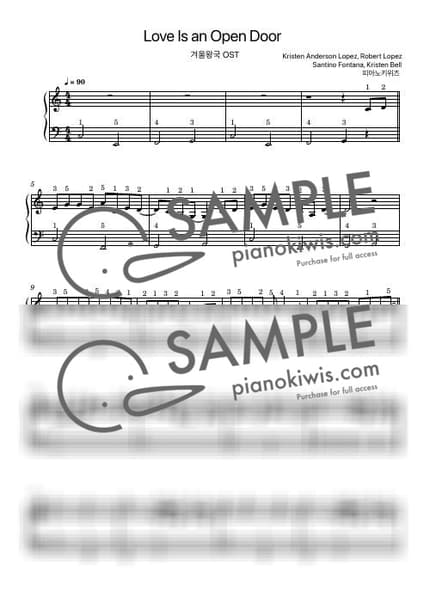 악보 > Love Is an Open Door / 입문 - Kristen Bell · 겨울왕국 OST by 피아노키위즈 악보 이미지-0