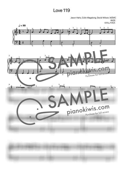 楽譜 > Love 119 / 入門 - RIIZE by PianoKiwis 楽譜画像-0