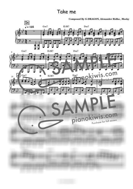 악보 > TAKE ME - G-DRAGON by 스페셜키 악보 이미지-0