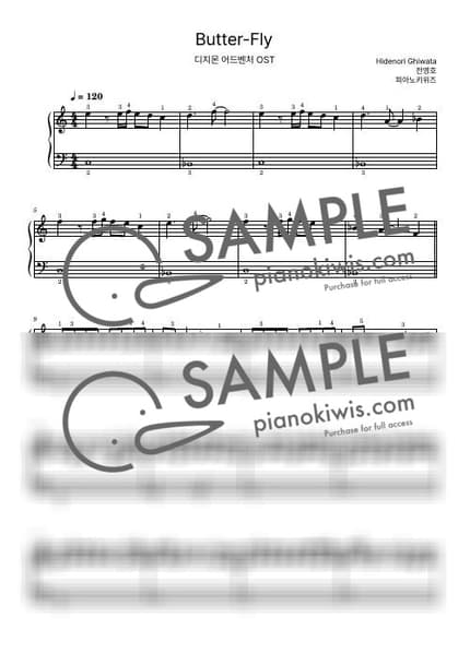 Score > Butter-Fly / Beginner - Wada Koji, Jun Young-ho · DIGIMON ADVENTURE OST by PianoKiwis Sheet music image-0
