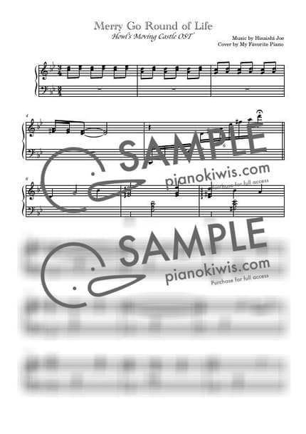 악보 > 인생의 회전목마 / 고급 악보 - 히사이시 조 · 하울의 움직이는 성 by My Favorite Piano 악보 이미지-0