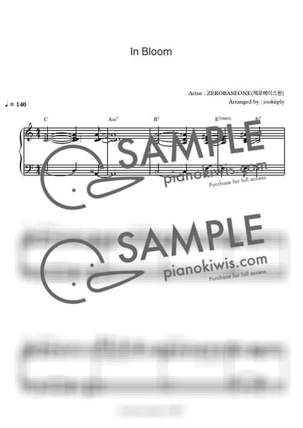 Score > In Bloom / Easy - ZEROBASEONE by 주키플리(jookiiply) Sheet music image-0