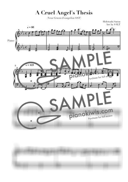 Score > A Cruel Angel's Thesis - Yoko Takahashi · EVANGELION OST by 소금창고 Sheet music image-0