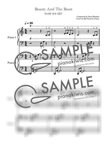 Score > Beauty And The Beast / Easy - Alan Menken · Beauty and the Beast OST by My Favorite Piano Sheet music image-0