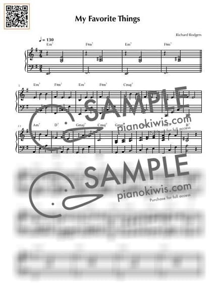 악보 > My Favorite Things / 쉬운버전 - Richard Rodgers, Oscar Hammerstein II · 사운드 오브 뮤직 OST by 듣다뮤직 DEUTDAMUSIC 악보 이미지-0