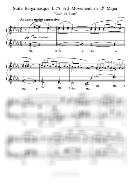 Score > Clair de Lune / Advanced - C. Debussy by PianoKiwis Sheet music image-0