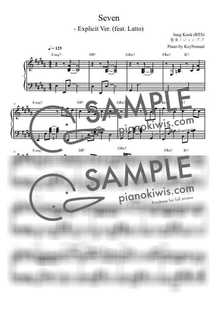 Score > Seven - JUNG KOOK by KeyNomad Sheet music image-0