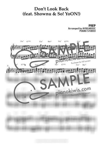 악보 > Don’t Look Back (Feat. Shownu & So! YoON!) - PREP by 아율뮤직 악보 이미지-0