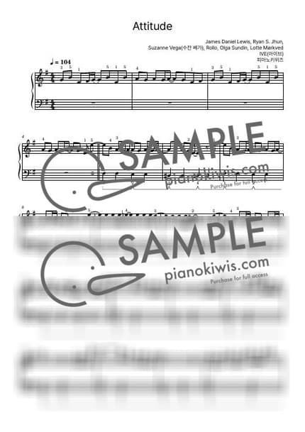 악보 > ATTITUDE / 초급 - IVE by 피아노키위즈 악보 이미지-0