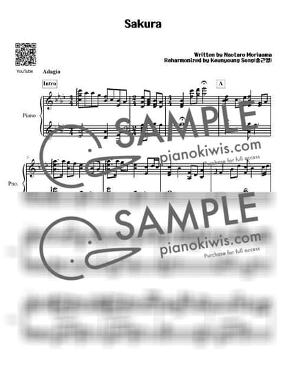 Score > Sakura - Naotaro Moriyama by 피아니스트 송근영 Pianist Keunyoung Song Sheet music image-0