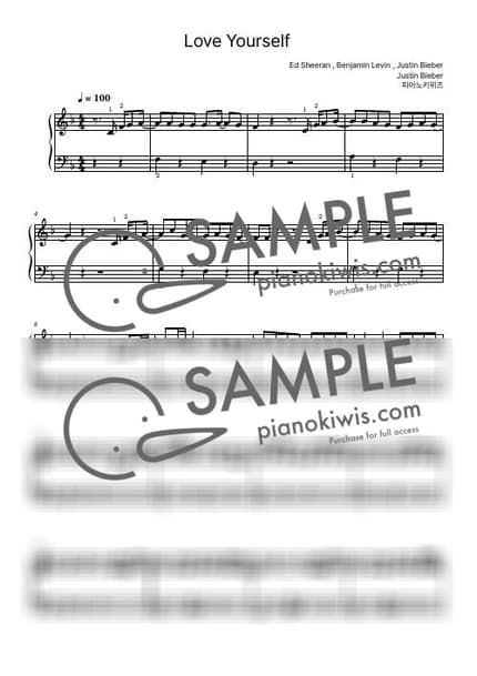 악보 > Love Yourself / 초급 - Justin Bieber by 피아노키위즈 악보 이미지-0