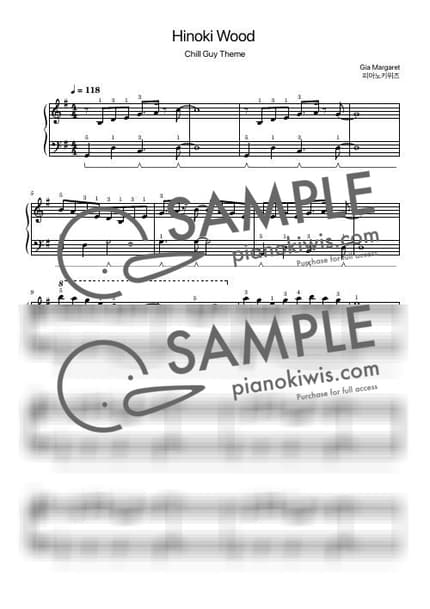 Score > Hinoki Wood (Chill Guy Theme) / Basic - Gia Margaret by PianoKiwis Sheet music image-0